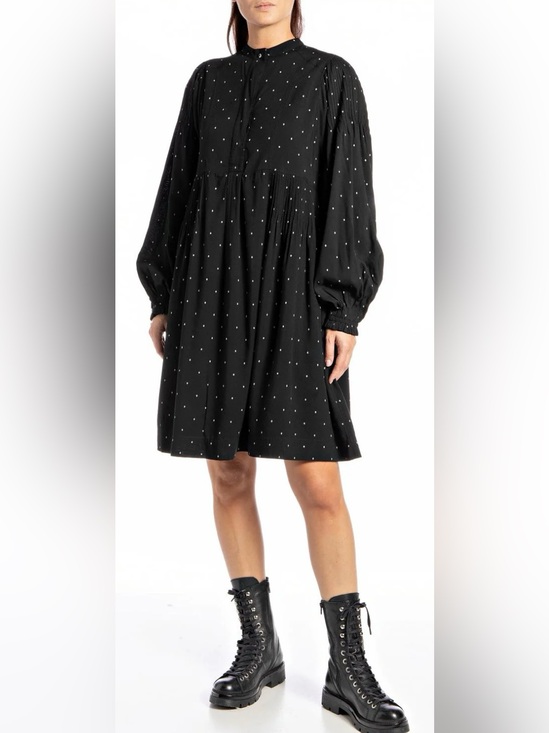 Replay Dresses & Skirts - REPLAY Long Black Dress XL 100% Cotton  Ling  Sleeve Streetwear Goth Casual NWT